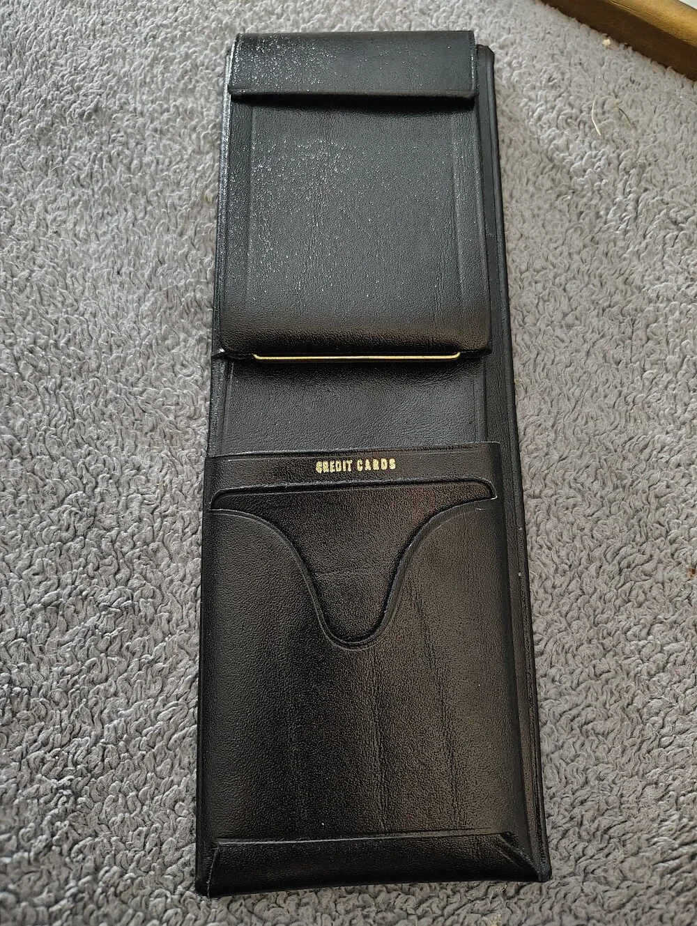 Vintage Ballpak Men's Black Leather Credit Card & Check Holder